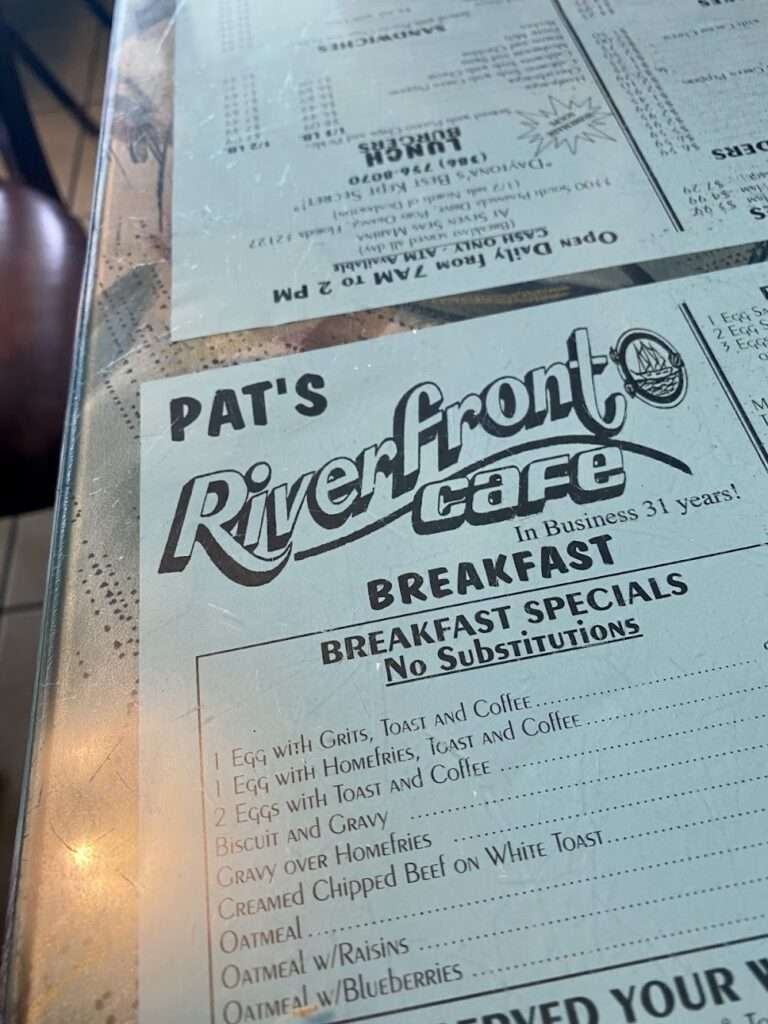 Pat’s Riverfront Cafe menu 5