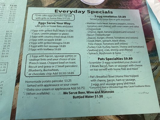 Pat’s Riverfront Cafe menu 2